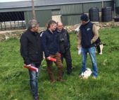Tom Thorn (Total Result Ag Consulting), Stephen Hennessy (International Sales Manager, Agritech) and Geoff Irish (AusPac Ingredients) discussing grass utilisation with Liam Roche on his dairy farm in Mitchelstown, Co Cork.