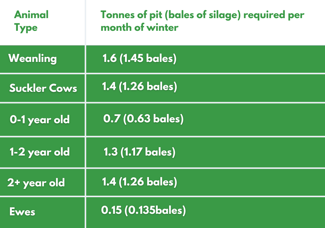 Silage requirements for winter feed planning 
